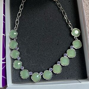 Lia Sophia Green and Silver Necklace/Earring set